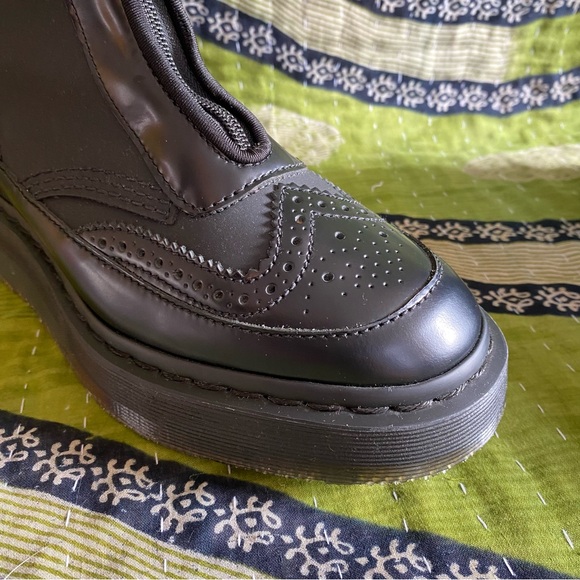 NWOB Rare Dr. Martens Black Jemison Wingtip Zip Up Wedge Combat Boots Size 6 - Picture 13 of 16